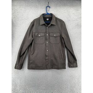 FRYE Men's Faux Suede Shirt Jacket Shacket Men's Medium SNAP Closure Charcoal
